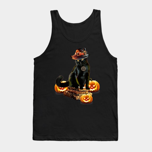 Black Cat mystery Halloween Tank Top by adrinalanmaji